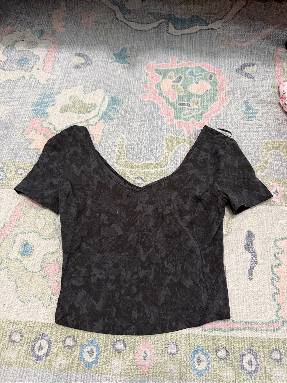 lululemon athletica Black Short Sleeve V-Neck Top